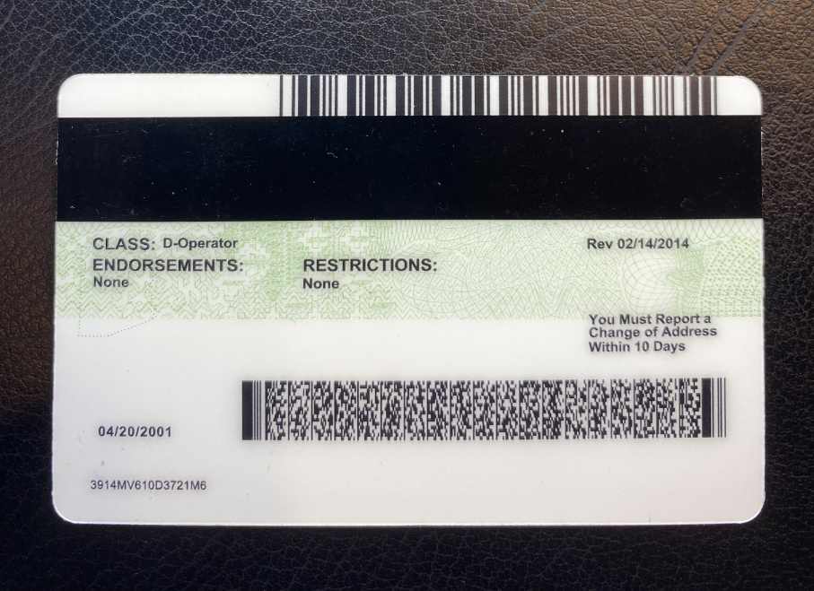 Arizona Fake ID Back