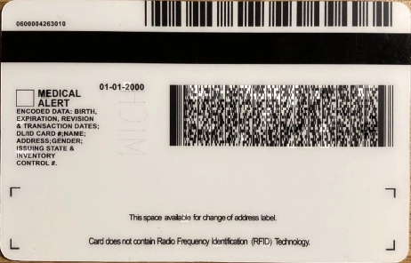 Michigan Fake ID Back
